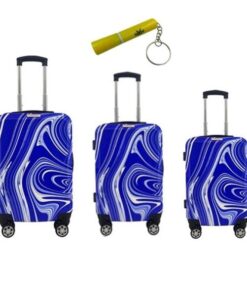 Milano Trolley Suitcase Set 602-55/65/75 With MXM Keyring Flashlight - Blue, White