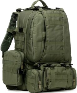 Military Adjustable Camping Hiking Tactical Bag 55L - 3 Piece - Green