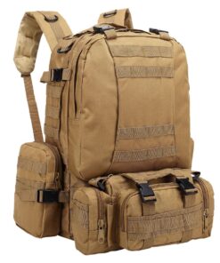 Military Adjustable Camping Hiking Tactical Bag 55L - 3 Piece - Khaki