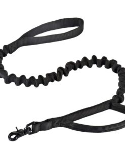 Military Tactical Bungee 2 Handle Quick Release Dog Leash - Black