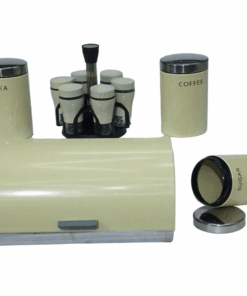 MIM Bread Bin, 3 Piece Cannister & Matching 6 Piece Spice Bottles Set