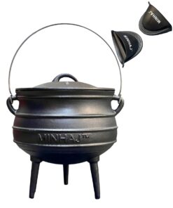 Minhaj - Cast Iron Potjie Pot Size 3 with 2 Silicone Gloves