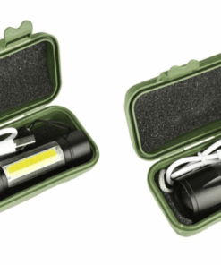Mini Alloy USB Rechargeable Torch Flashlight with Zoom & Side Light - 2 set