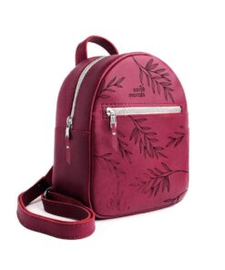 Mini Backpack Purse - Genuine Leather | Botanical Fona - Cherry