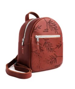 Mini Backpack Purse - Genuine Leather | Botanical Fona - Cognac