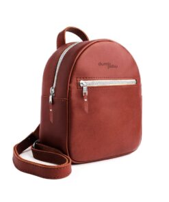 Mini Backpack Purse - Genuine Leather - Cognac