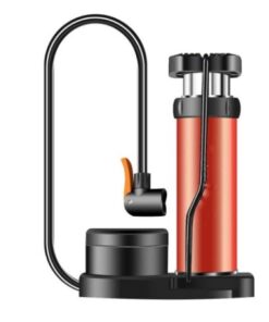 Mini Bike Floor Pump with Pressure Gauge - Red