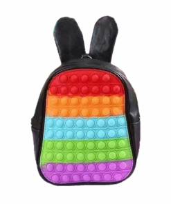 Mini Bunny Ears PopIt Backpack Push Bubble Fidget Toy Backpack - Black