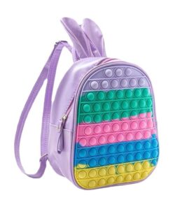Mini Bunny Ears PopIt Backpack Push Bubble Fidget Toy Backpack - Purple