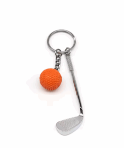 Mini Golf Clubs & Ball Keychain Key Ring - Orange