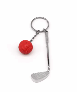 Mini Golf Clubs & Ball Keychain Key Ring - Red