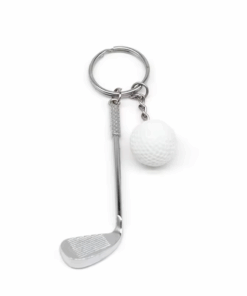 Mini Golf Clubs & Ball Keychain Key Ring - White