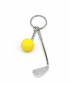 Mini Golf Clubs & Ball Keychain Key Ring - Yellow