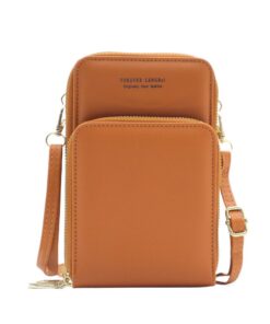 Mini Leather Crossbody Phone Shoulder Strap Wallet Sling Bag - Brown