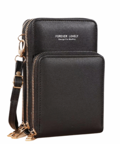 Mini Leather Crossbody Phone Sling Bag Shoulder Strap Wallet For Women - Black