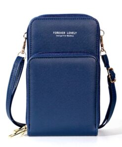 Mini Leather Crossbody Phone Sling Bag Shoulder Strap Wallet For Women - Blue