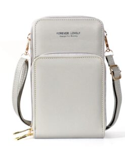 Mini Leather Crossbody Phone Sling Bag Shoulder Strap Wallet For Women - Grey