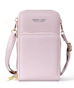 Mini Leather Crossbody Phone Sling Bag Shoulder Strap Wallet For Women - Light Purple