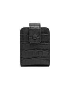 Mini Leather Lipstick Bag Cosmetics Storage Case with Mirror-Black