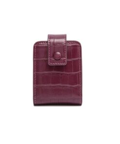 Mini Leather Lipstick Bag Cosmetics Storage Case with Mirror-Purple
