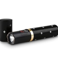 Mini Lipstick Self Defense Electric Shock Stun Gun With LED Flashlight - Black