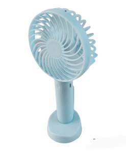 Mini Rechargeable Handheld Fan with Stand - Blue