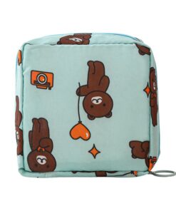 Mini Sanitary / Cosmetic / Travel / Money Pouch - Blue, Brown