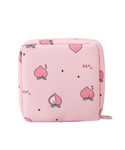Mini Sanitary / Cosmetic / Travel / Money Pouch - Peach