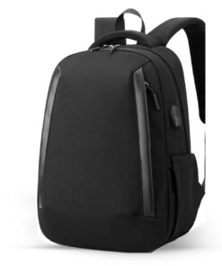Minimalist Functional Medium Zipper Laptop Backpack - Black