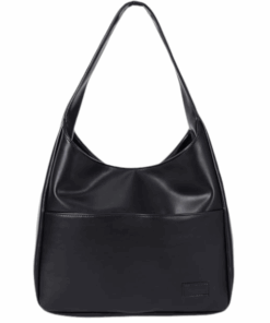 Minimalist Shoulder Tote Bag With Soft Handle - Black