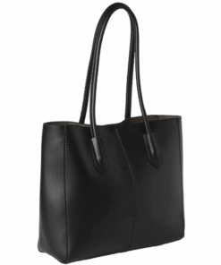 Minimalistic PU Leather Fashionable Shoulder Tote Bag - Black