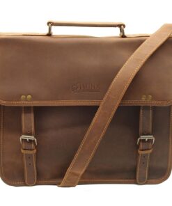 Minx Genuine Leather Bahama Laptop Bag - Matt Brown