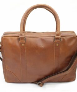Minx Genuine Leather Bali Laptop Bag Light Brown