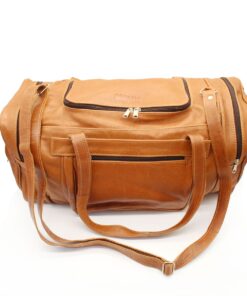 Minx Genuine Leather Bobby Square Duffle Bag Medium Brown