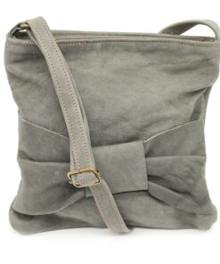 Minx Genuine Leather Bow Sling Bag - Grey