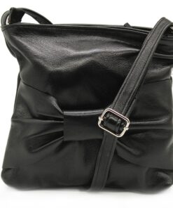 Minx Genuine Leather Bow Sling Bags - Black