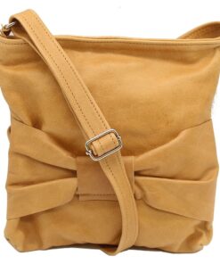 Minx Genuine Leather Bow Sling Bags - Camel