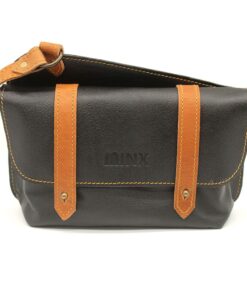 Minx - Genuine Leather Celina Cellphone Pouch Handbag - Black and Tan