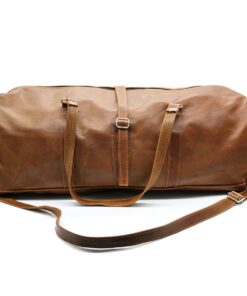 Minx Genuine Leather Jimmy Duffle Travel Bag - Brown