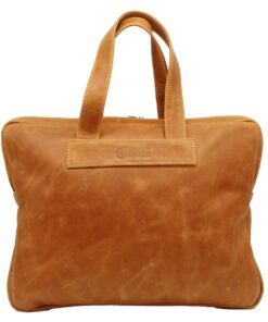 Minx Genuine Leather Laptop Sleeve with Handle Tan