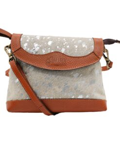 Minx Genuine Leather Luxe Collection Slingbag - White and Silver