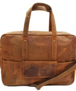 Minx Genuine Leather Phi Phi Laptop Bag Brown