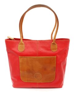 Minx Genuine Leather Ruby Handbag - Red