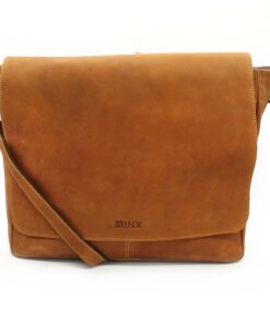 Minx Genuine Leather Tahiti Laptop Bag - Matt Camel
