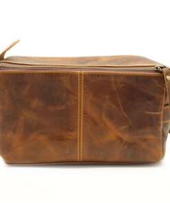 Minx Genuine Leather Toiletry Bag - Vintage Brown