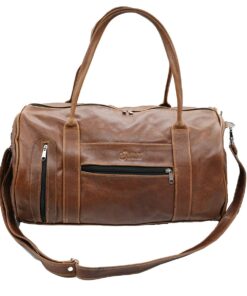 Minx Genuine Leather Tommy Duffel Bag Brown
