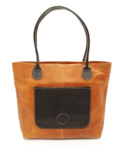 Minx Genuine Leather Victoria Handbag - Brown