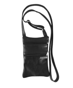 MIRELLE Genuine Leather 2 Pocket Crossbody - Black