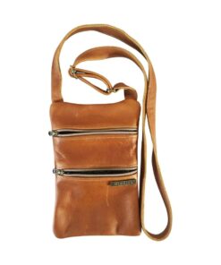 MIRELLE Genuine Leather 2 Pocket Crossbody - Tan