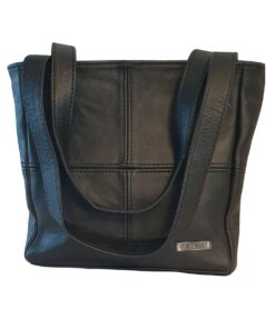 Mirelle Genuine Leather Classic Shopper Handbag - Small - Black